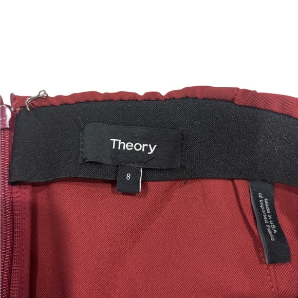 THEORY Pants Navalane Back Zipper Red Straight Size 8 Elastic Waist High Waisted - Picture 4 of 12